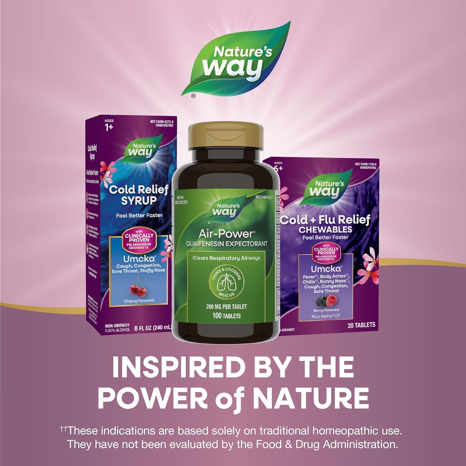 image:imageNatures Way AirPower Guaifenesin Expectorant Mucus Relief Clears Respiratory Airways Thins amp Loosens Mucus Vegan 100 Tablets Packaging May Vary