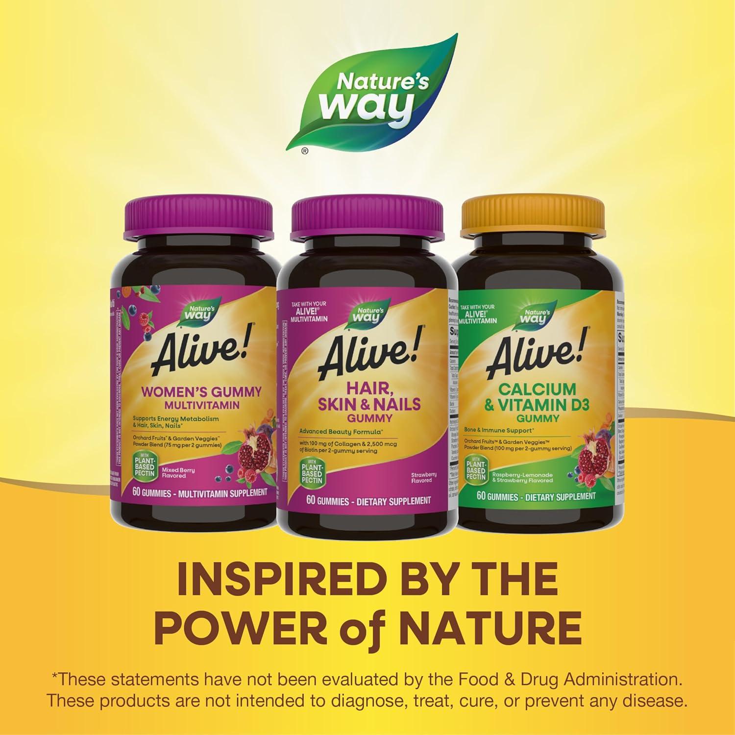 image:imageNatures Way Alive Hair Skin amp Nails Gummy Supplement Advanced Beauty Formula with Collagen 100 mg amp Biotin 2500 mcg per 2gummies Strawberry Flavored 60 Gummies Packaging May VaryStrawberry