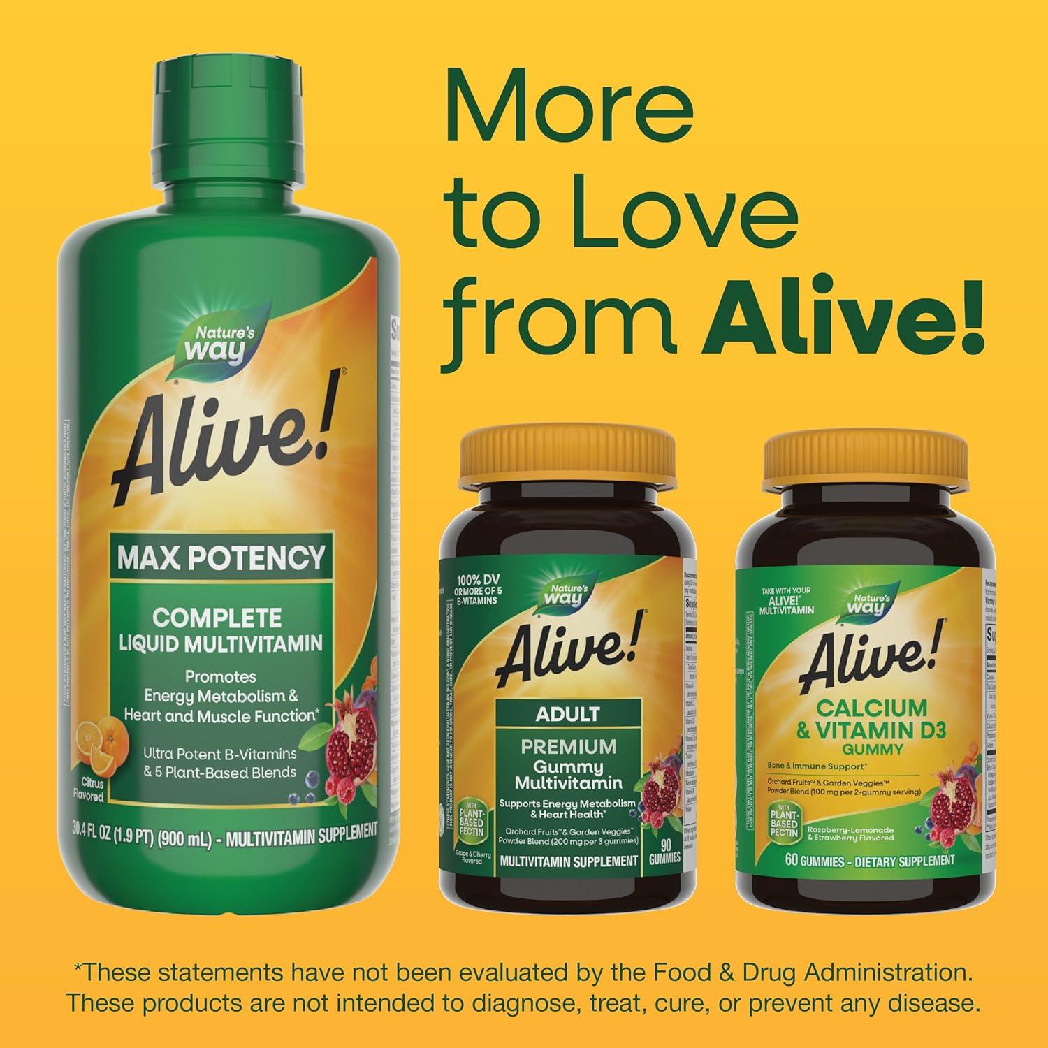 image:imageNatures Way Alive Max Potency Complete Liquid Multivitamin for Women and Men with Antioxidant Beta Carotene Vitamins C amp E and FoodBased Blends Citrus Flavored 304 Fl Oz