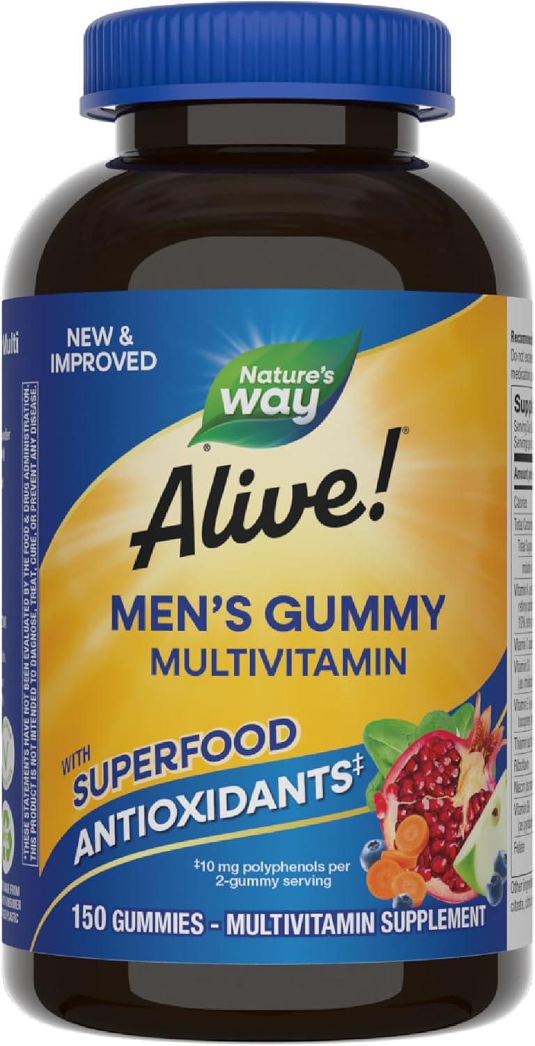 image:imageNatures Way Alive Mens Multivitamin Gummies Supports Energy Metabolism Muscle Function Superfood Antioxidants1 BVitamins Vegetarian Fruit Flavored 150 Gummies Packaging May VaryFruit