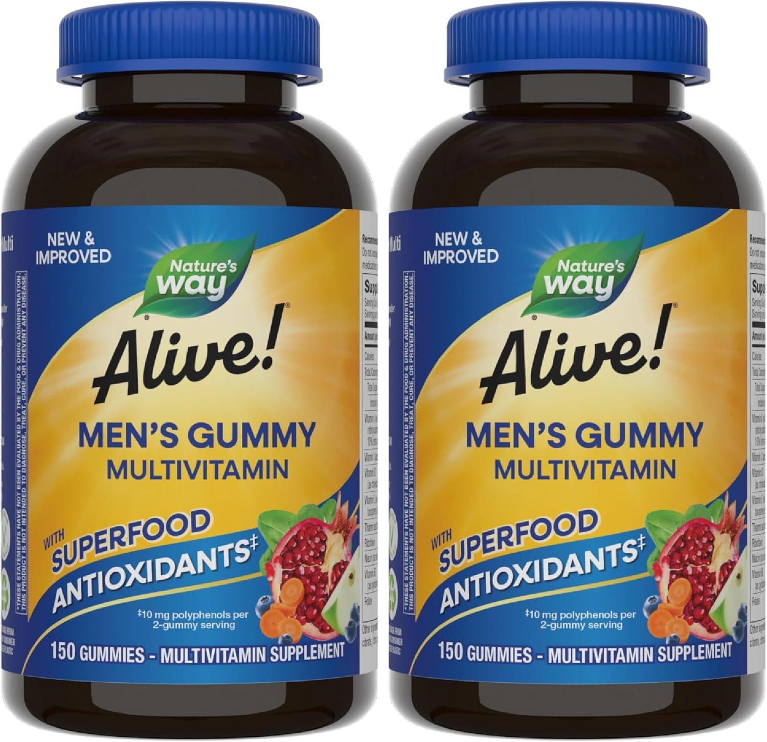 image:imageNatures Way Alive Mens Multivitamin Gummies Supports Energy Metabolism Muscle Function Superfood Antioxidants1 BVitamins Vegetarian Fruit Flavored 150 Gummies Packaging May VaryFruit