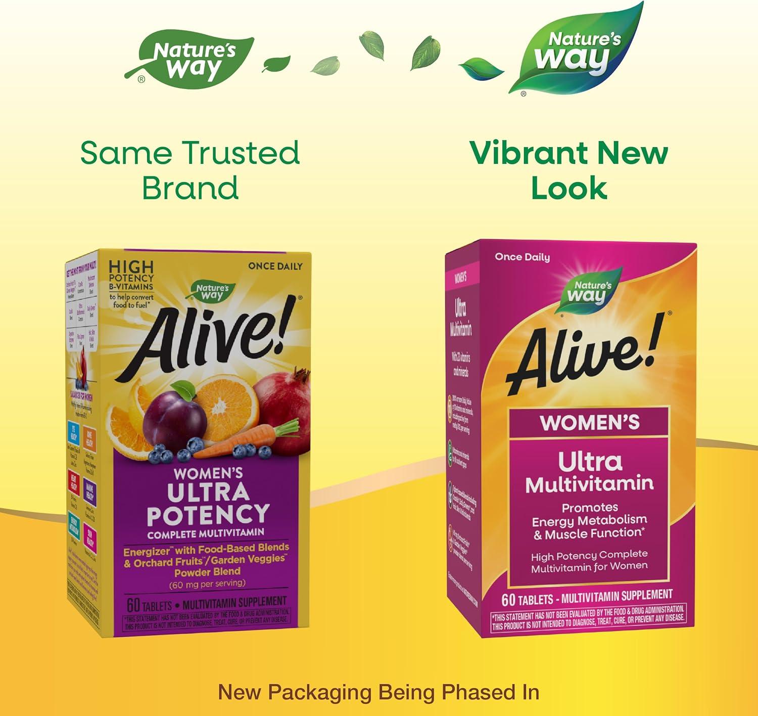 image:imageNatures Way Alive Ultra Multivitamin for Women Complete Daily Womens Vitamins High Potency Formula Promotes Energy Metabolism and Muscle Function Vitamin A C D Methylated B12 60 Tablets60 Count Pack of 1
