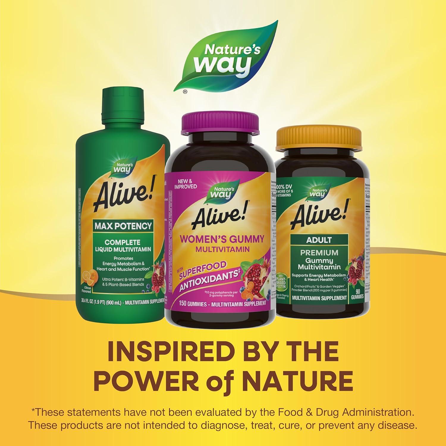 image:imageNatures Way Alive Womens Daily Gummy Multivitamins 16 Vitamins amp Minerals Energy Metabolism Hair Skin amp Nails Vegetarian Mixed Berry Flavored 150 Gummies Packaging May VaryMixed Berry