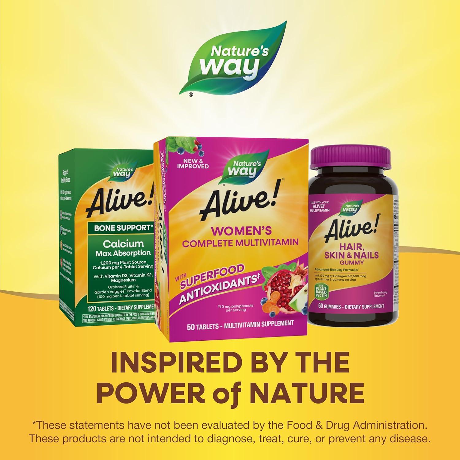image:imageNatures Way Alive Womens Energy Multivitamin Tablets Supports Cellular Energy Fruit and Veggie Powder Blend 100mg per Serving 50 Tablets50 Count Pack of 1