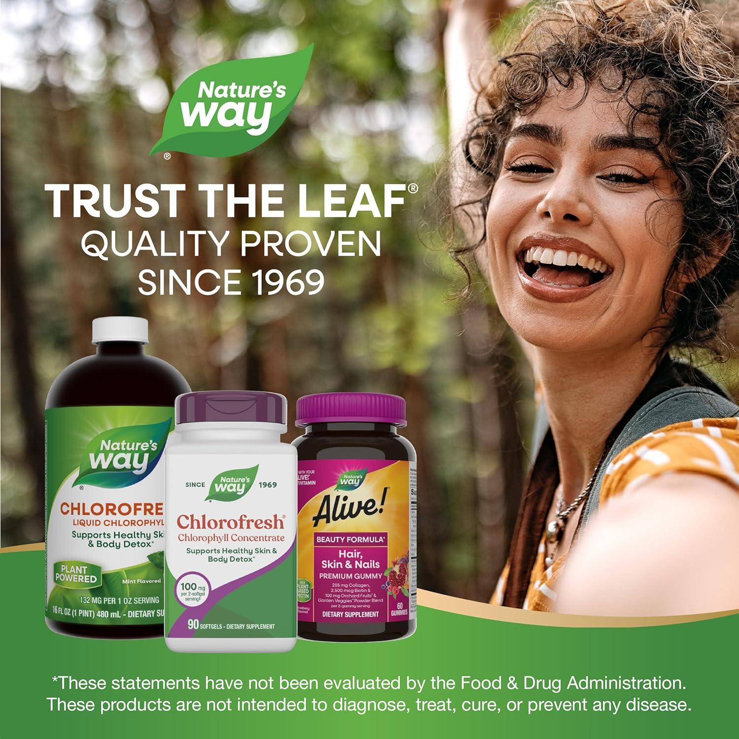 image:imageNatures Way Chlorofresh Chlorophyll Concentrate Softgels Chlorophyllin Copper Complex Internal Deodorant Supplement Supports Healthy Skin and Detox Pathways 90 Softgels Packaging May Vary