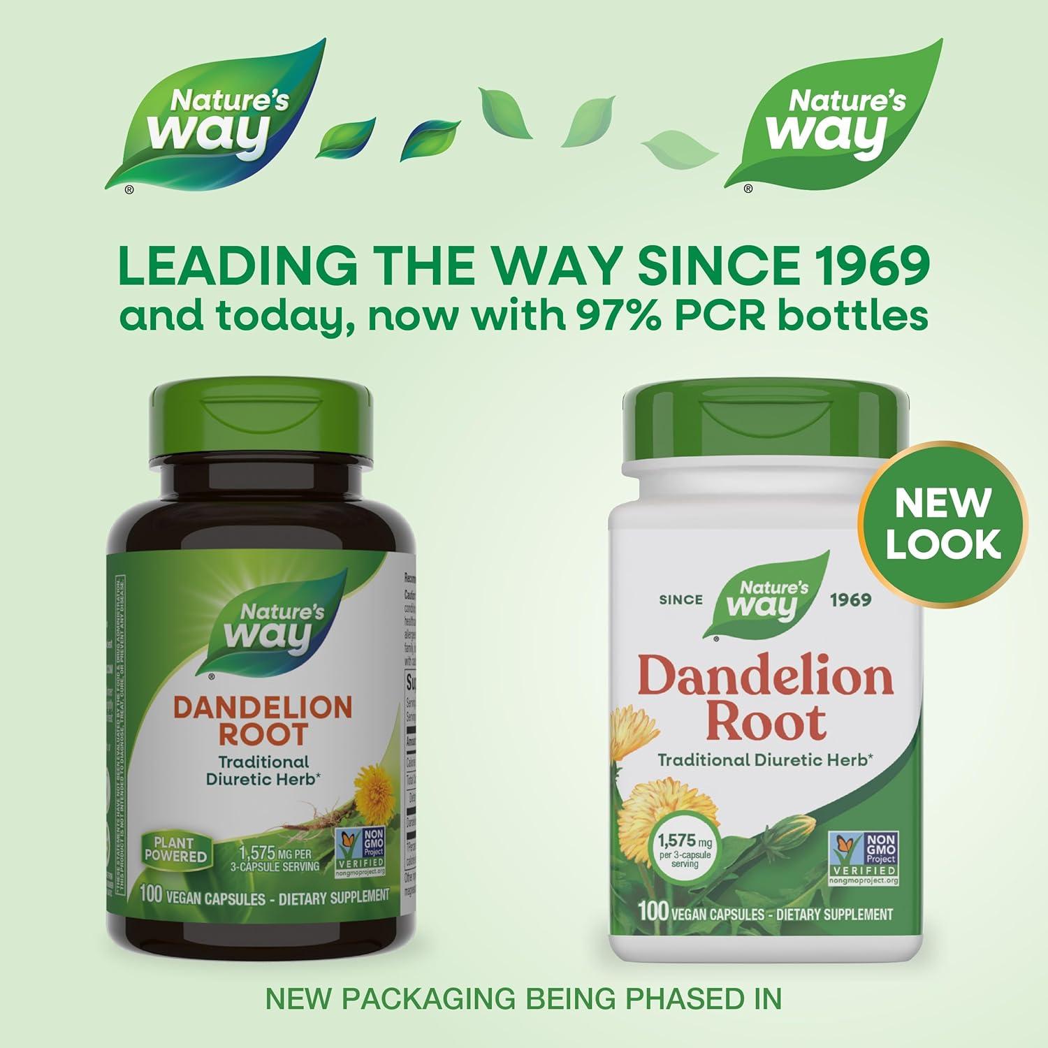 image:imageNatures Way Dandelion Root Capsules Traditional Diuretic Herb 1575 mg Dandelion Root per 3Capsule Serving Vegan Dandelion Root Supplement NonGMO Project Verified 100 Capsules100 Count Pack of 1