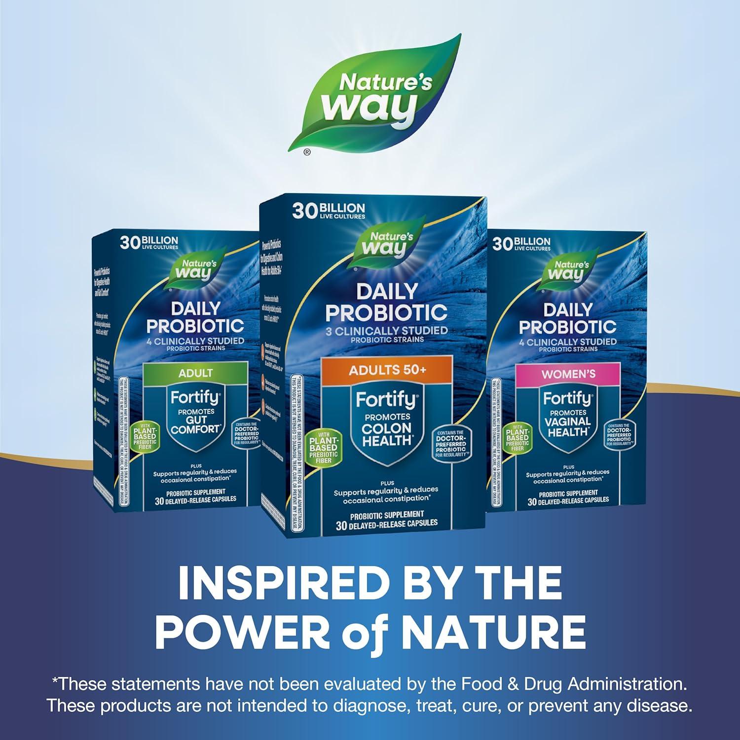 image:imageNatures Way Fortify 50 Daily Probiotic for Men amp Women 30 Billion Live Cultures Colon Digestive and Immune Health Support Supplement 30 Capsules