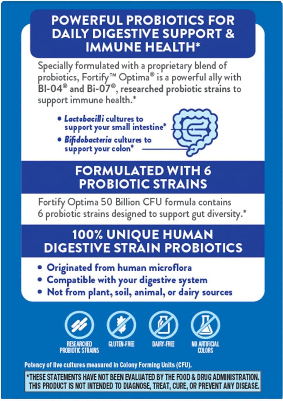 image:imageNatures Way Fortify Optima Probiotic for Men and Women 50 Billion Live Cultures 6 Strains Supports Digestive and Immune Health 30 Capsules Packaging May Vary