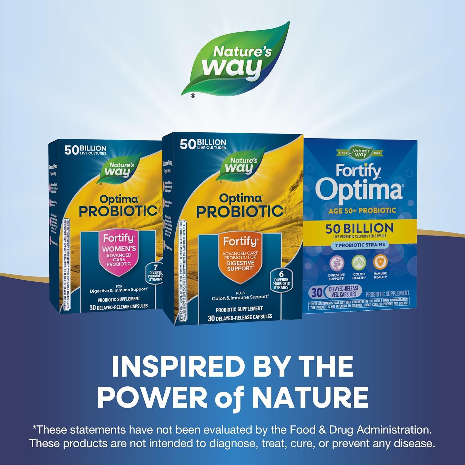 image:imageNatures Way Fortify Optima Probiotic for Men and Women 50 Billion Live Cultures 6 Strains Supports Digestive and Immune Health 30 Capsules Packaging May Vary