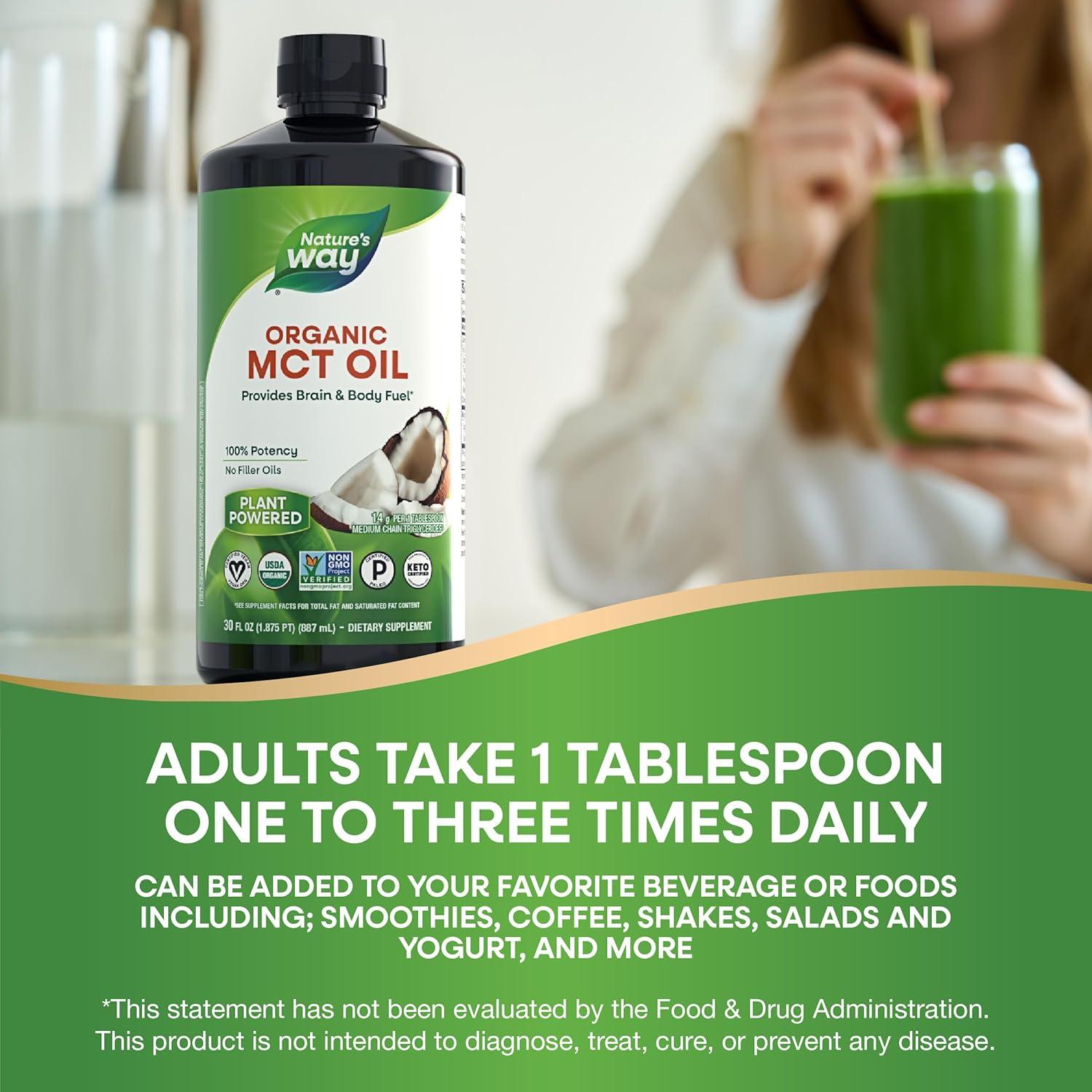 image:imageNatures Way Organic MCT Oil Brain and Body Fuel Liquid Coconut MCT Oil with C8 Caprylic amp C10 Capric Acids 14 g Medium Chain Triglycerides per Serving Keto amp Paleo Certified NonGMO 30 Fl OzCoconut