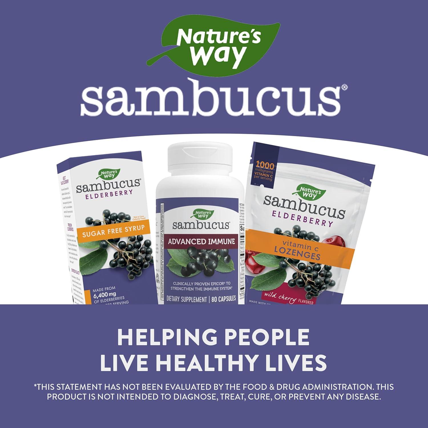 image:imageNatures Way Sambucus Advanced Immune Capsules with Black Elderberry Vitamin C Vitamin D Echinacea and Zinc Immune System Support with EpiCor 80 Capsules80 Count Pack of 1
