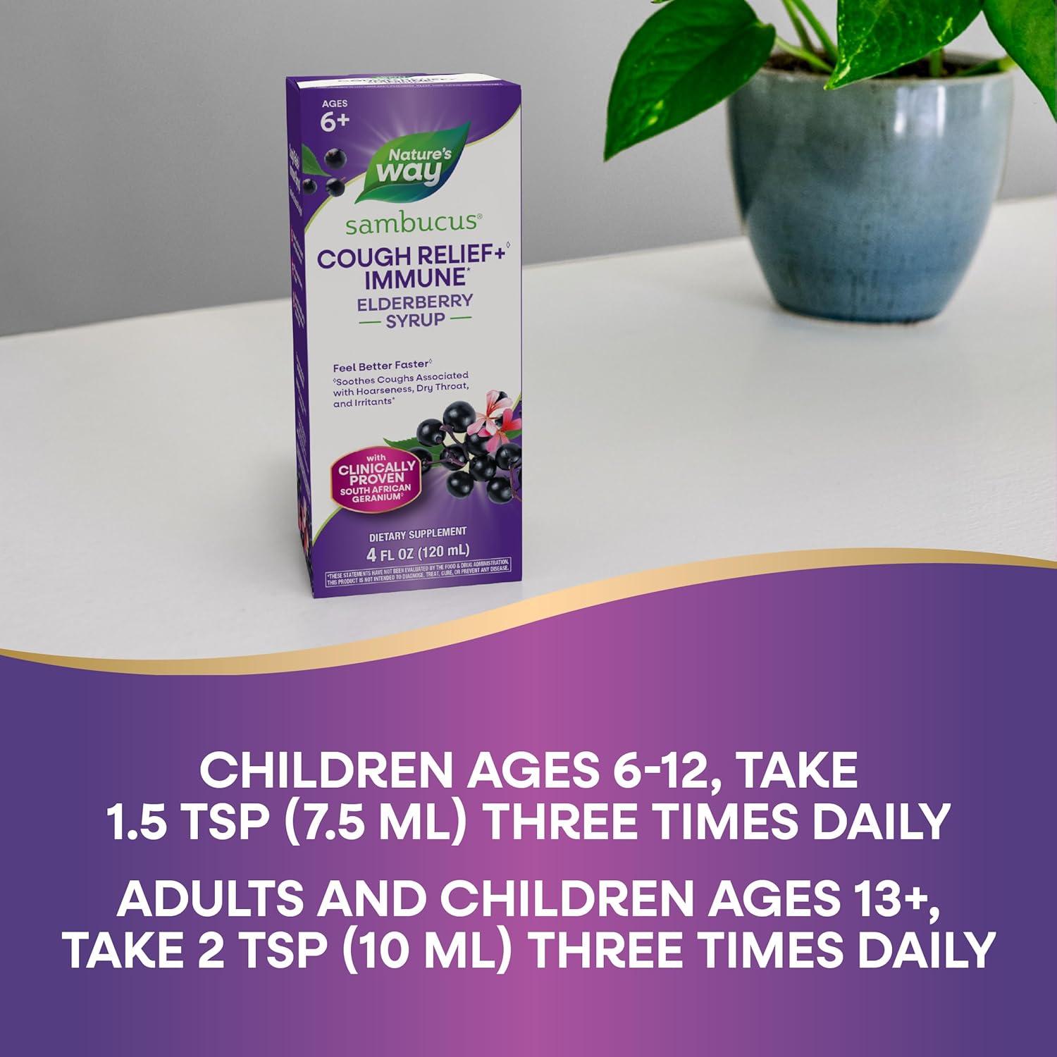 image:imageNatures Way Sambucus Cough Relief 1 Immune Syrup Feel Better Faster1 Clinically Proven South African Geranium with Elderberry Extract Vitamin C amp Zinc 8 Oz Packaging May Vary4 Ounce