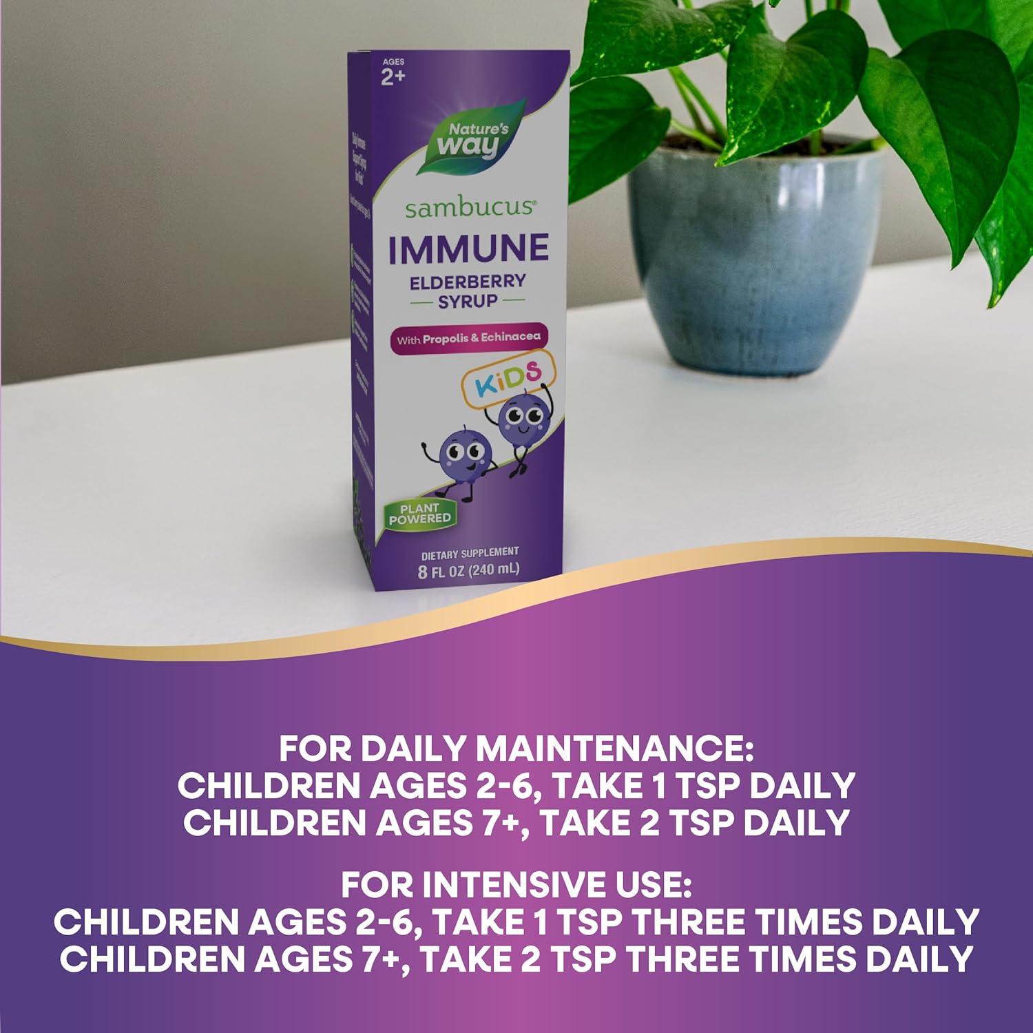 image:imageNatures Way Sambucus Elderberry Immune Syrup for Kids Ages 2 with Echinacea amp Propolis with Superfood Antioxidants1 Immune Support Syrup Berry Flavored 4 Fl Oz Packaging May Vary8 Fl Oz Pack of 2