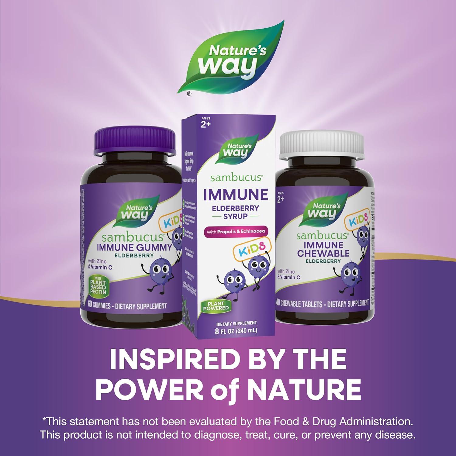 image:imageNatures Way Sambucus Elderberry Immune Syrup for Kids Ages 2 with Echinacea amp Propolis with Superfood Antioxidants1 Immune Support Syrup Berry Flavored 4 Fl Oz Packaging May Vary8 Fl Oz Pack of 2