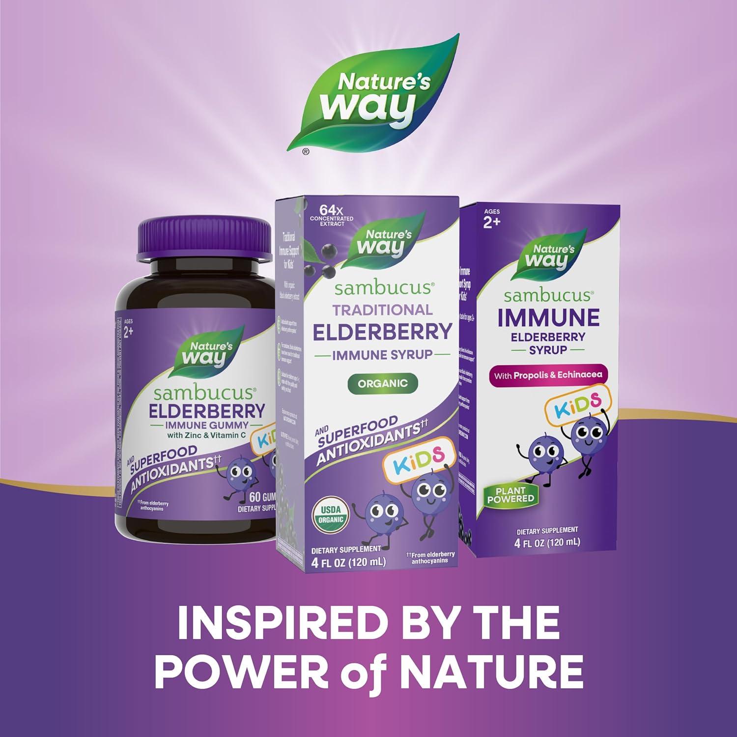 image:imageNatures Way Sambucus Traditional Elderberry Immune Syrup for Kids Concentrated Black Elderberry Extract Traditional Immune Support with Superfood Antioxidants1 4 Fl Oz Packaging May Vary