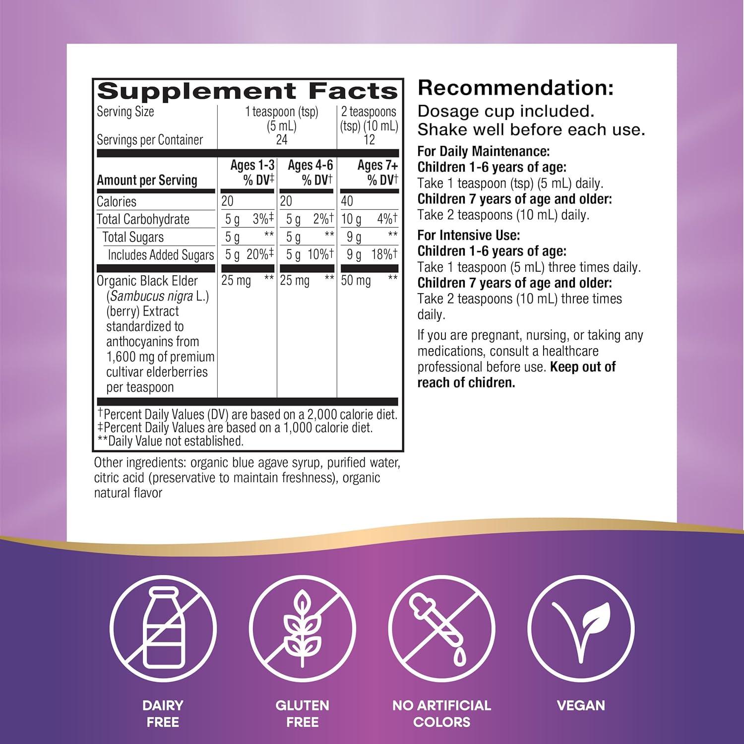 image:imageNatures Way Sambucus Traditional Elderberry Immune Syrup for Kids Concentrated Black Elderberry Extract Traditional Immune Support with Superfood Antioxidants1 4 Fl Oz Packaging May Vary