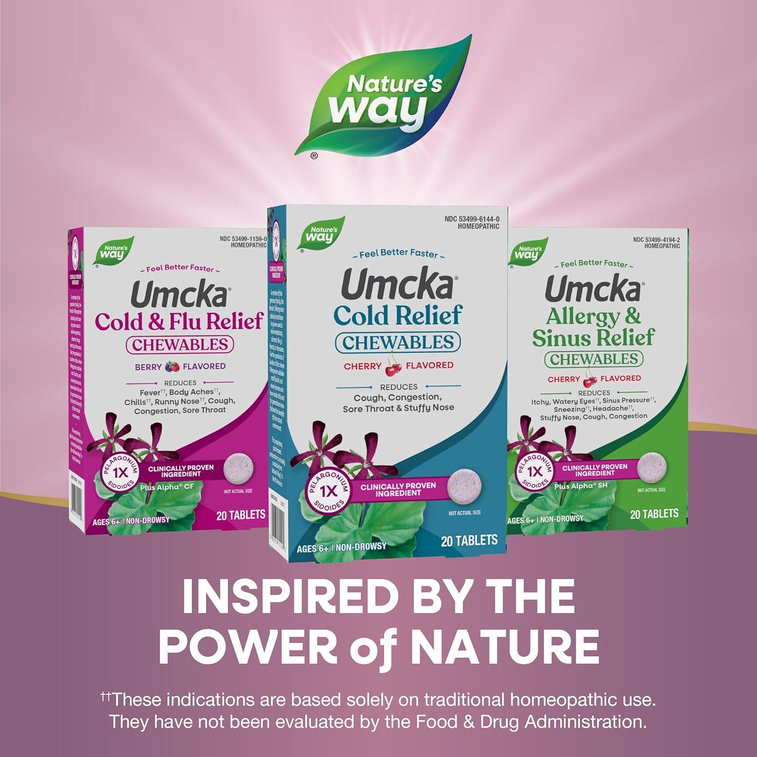 image:imageNatures Way Umcka Cold Relief Shortens Duration and Reduces Severity MultiSymptom Cold Relief Homeopathic Phenylephrine Free Cherry Flavored 20 Chewable Tablets