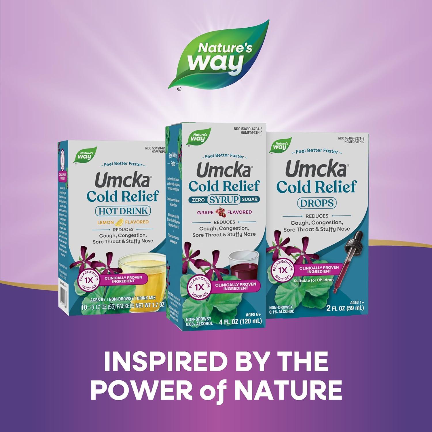 image:imageNatures Way Umcka Cold Relief Zero Sugar Syrup Umcka Homeopathic Shortens Colds Sore Throat Cough Congestion and Stuffy Nose Phenylephrine Free Grape Flavored 4 Fl Oz Packaging May Vary