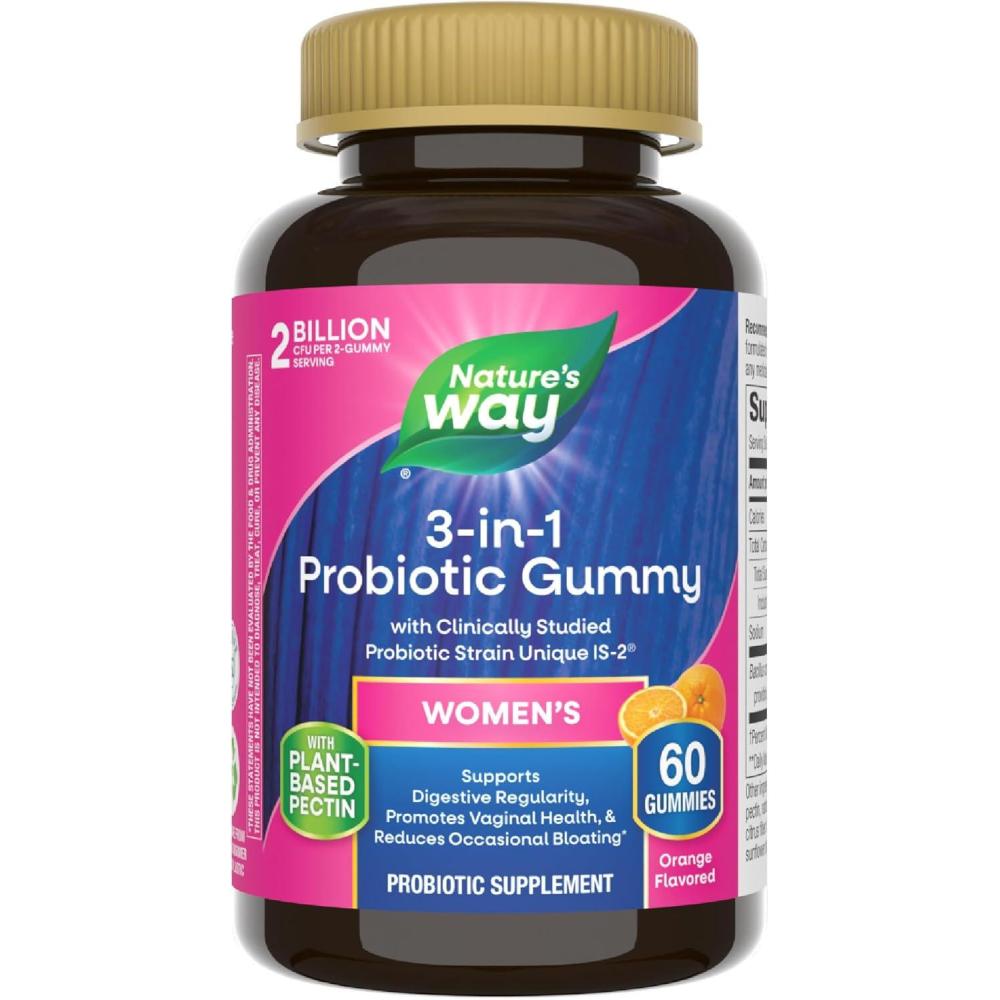 image:imageNatures Way 3in1 Womens Probiotic Gummies Reduces Occasional Bloating Supports Digestive amp Vaginal Health Clinically Studied Probiotic Strain Gluten Free Orange Flavored 60 Gummies