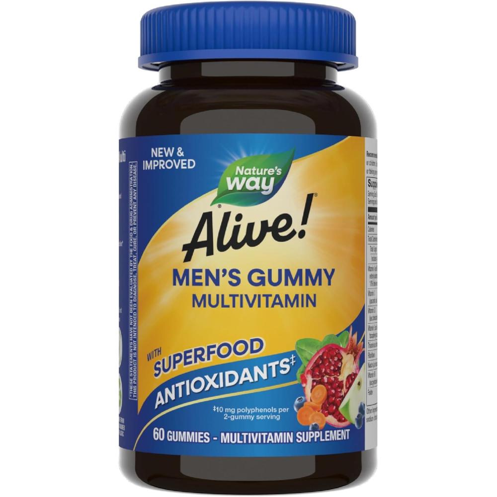 image:imageNatures Way Alive Mens Multivitamin Gummies Supports Energy Metabolism Muscle Function Superfood Antioxidants1 BVitamins Vegetarian Fruit Flavored 150 Gummies Packaging May VaryFruit