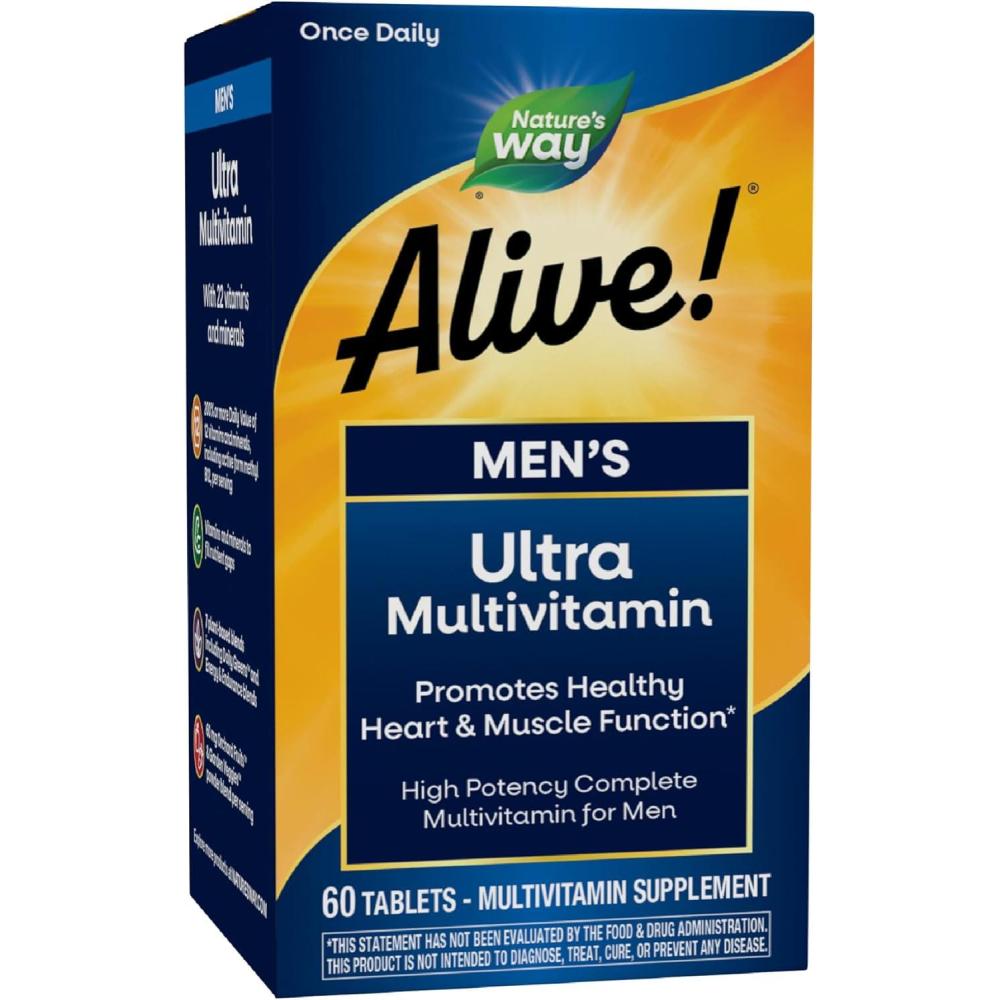 image:imageNatures Way Alive Once Daily Mens Multivitamin Ultra Potency FoodBased Blends 291mgper serving 60 Tablets60 Count Pack of 1