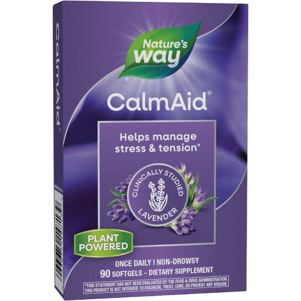 image:imageNatures Way CalmAid Helps Manage Stress and Tension Clinically Studied Lavender NonDrowsy 30 Softgels90 Count Pack of 1
