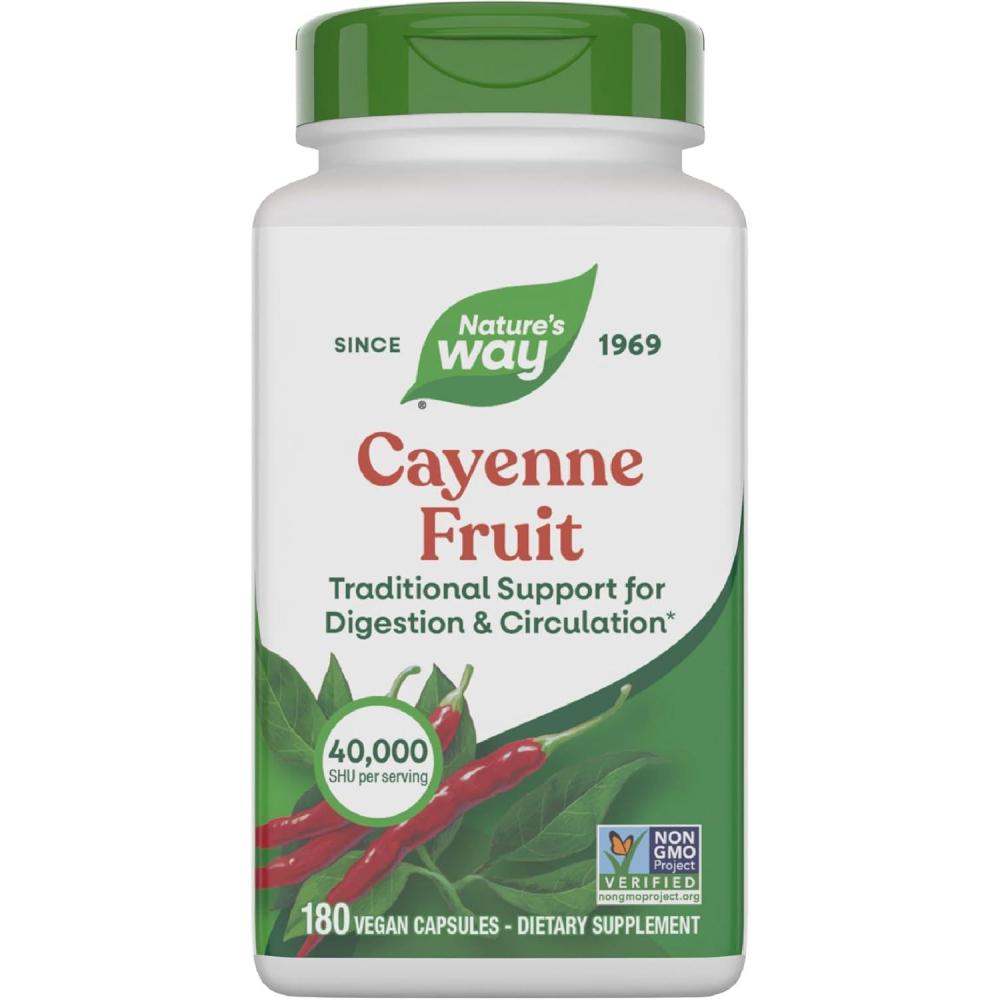 image:imageNatures Way Cayenne Pepper Capsules Traditional Digestion amp Circulation Support Capsaicin NonGMO Project Verified Gluten Free 180 Vegan Capsules Packaging May Vary180 Count Pack of 1