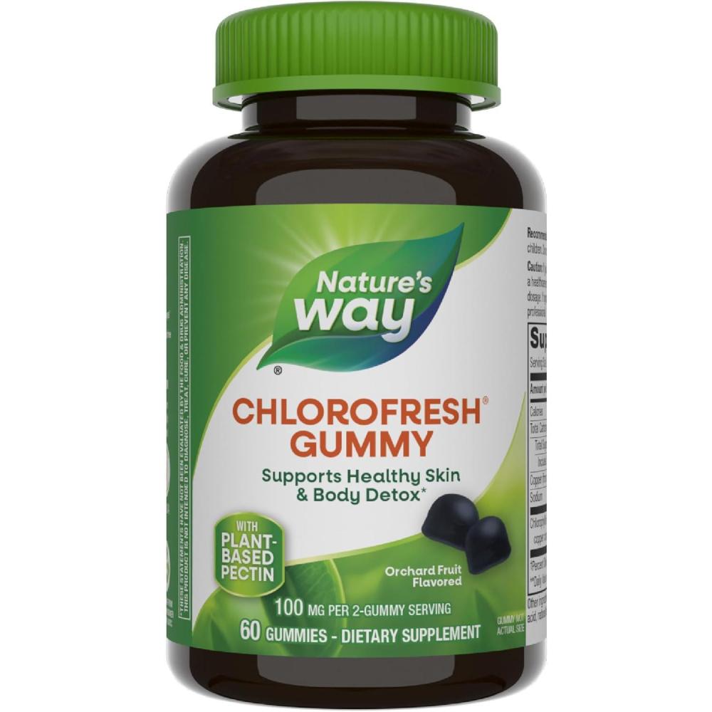 image:imageNatures Way Chlorofresh Chlorophyll Gummies Supports Healthy Skin and Body Detox Internal Deodorant Orchard Fruit Flavored 60 Gummies60 Count Pack of 1
