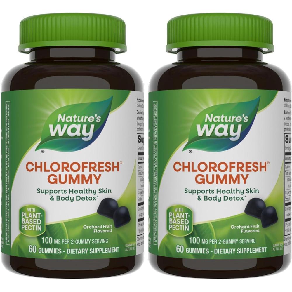 image:imageNatures Way Chlorofresh Chlorophyll Gummies Supports Healthy Skin and Body Detox Internal Deodorant Orchard Fruit Flavored 60 Gummies60 Count Pack of 2