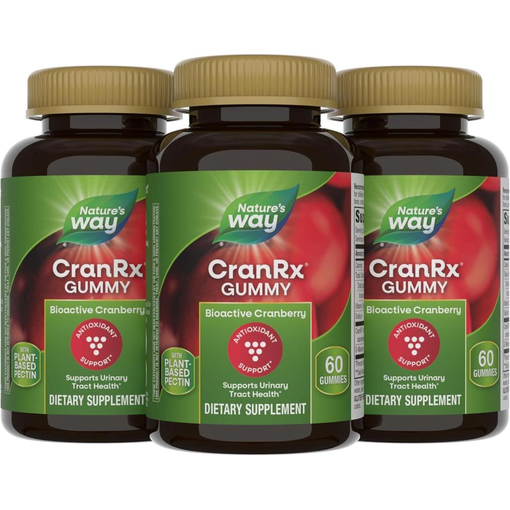 image:imageNatures Way CranRx Cranberry Gummies Urinary Tract Health Support 100 Whole Cranberry Fruit Concentrate with DMannose Vitamin C 60 Gummies Set of 360 Count Pack of 3