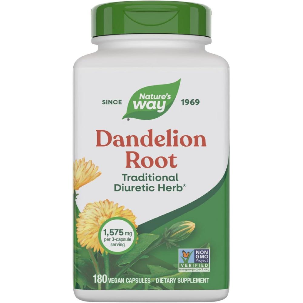 image:imageNatures Way Dandelion Root Capsules Traditional Diuretic Herb 1575 mg Dandelion Root per 3Capsule Serving Vegan Dandelion Root Supplement NonGMO Project Verified 100 Capsules180 Count Pack of 1