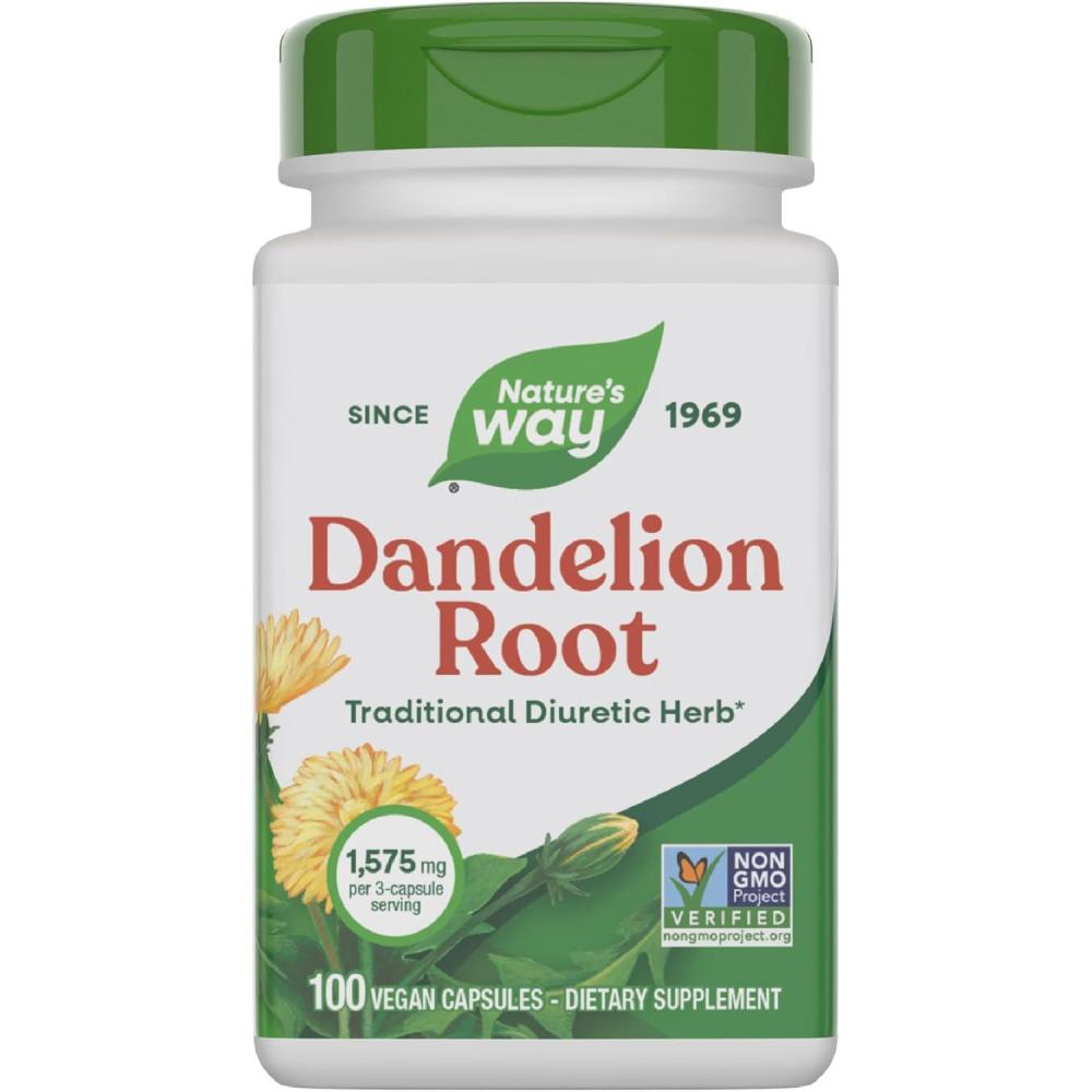 image:imageNatures Way Dandelion Root Capsules Traditional Diuretic Herb 1575 mg Dandelion Root per 3Capsule Serving Vegan Dandelion Root Supplement NonGMO Project Verified 100 Capsules100 Count Pack of 1