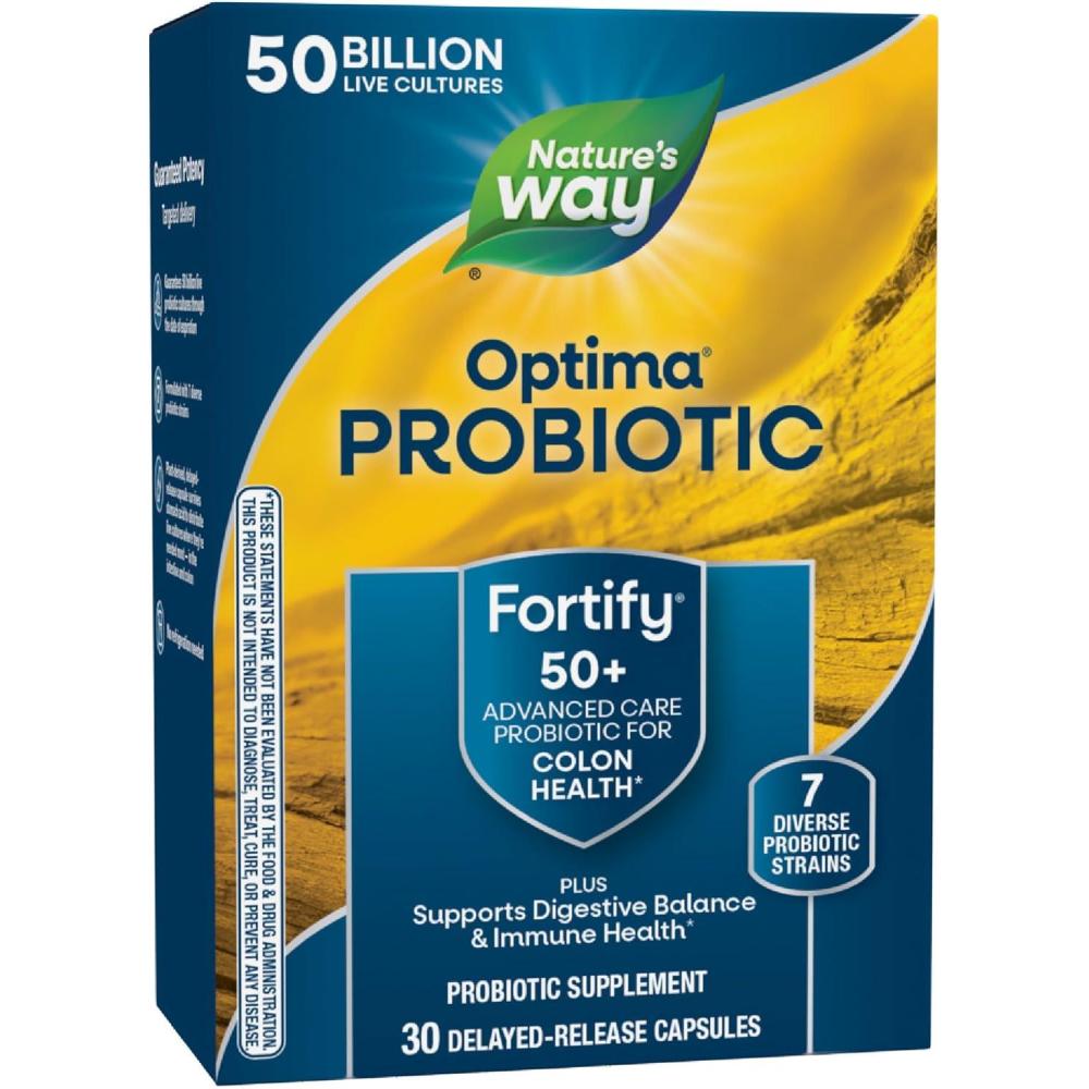image:imageNatures Way Fortify Optima Probiotic for Adults 50 50 Billion Live Cultures Supports Digestive Balance Colon amp Immune Health No Refrigeration Needed 30 Capsules Packaging May Vary