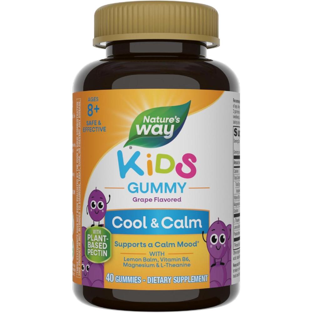 image:imageNatures Way Kids Cool amp Calm Gummies Supports a Calm Mood in Kids Ages 8 Lemon Balm Magnesium Vitamin B6 LTheanine Grape Flavored Vegetarian 40 Count Packaging May Vary40 Count Pack of 1