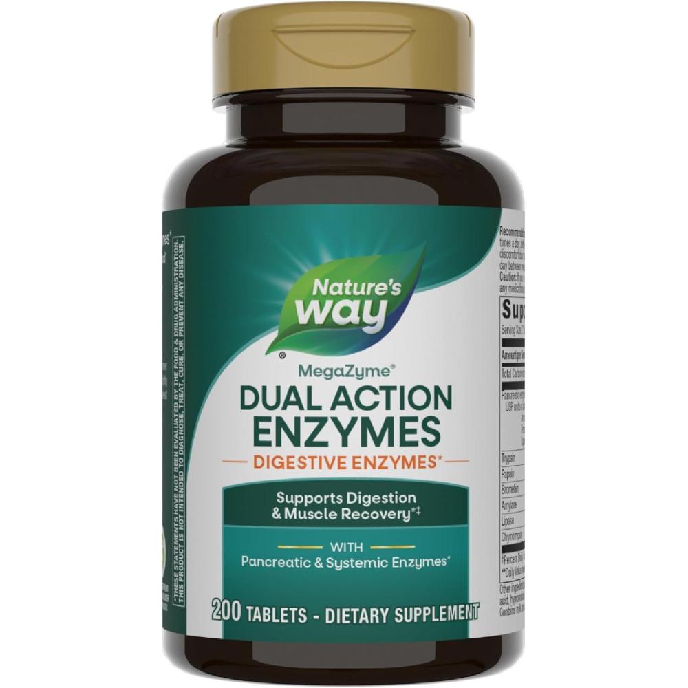 image:imageNatures Way MegaZyme Pancreatic amp Systemic Enzymes Relieves Occasional Muscle Soreness Due to Overexertion and Exercise Digestive Support 200 Tablets Packaging May Vary200 Count Pack of 1