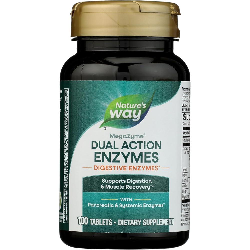 image:imageNatures Way MegaZyme Pancreatic amp Systemic Enzymes Relieves Occasional Muscle Soreness Due to Overexertion and Exercise Digestive Support 200 Tablets Packaging May Vary100 Count Pack of 1