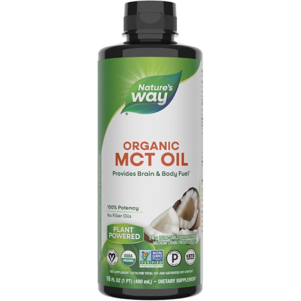 image:imageNatures Way Organic MCT Oil Brain and Body Fuel Liquid Coconut MCT Oil with C8 Caprylic amp C10 Capric Acids 14 g Medium Chain Triglycerides per Serving Keto amp Paleo Certified NonGMO 30 Fl OzCoconut