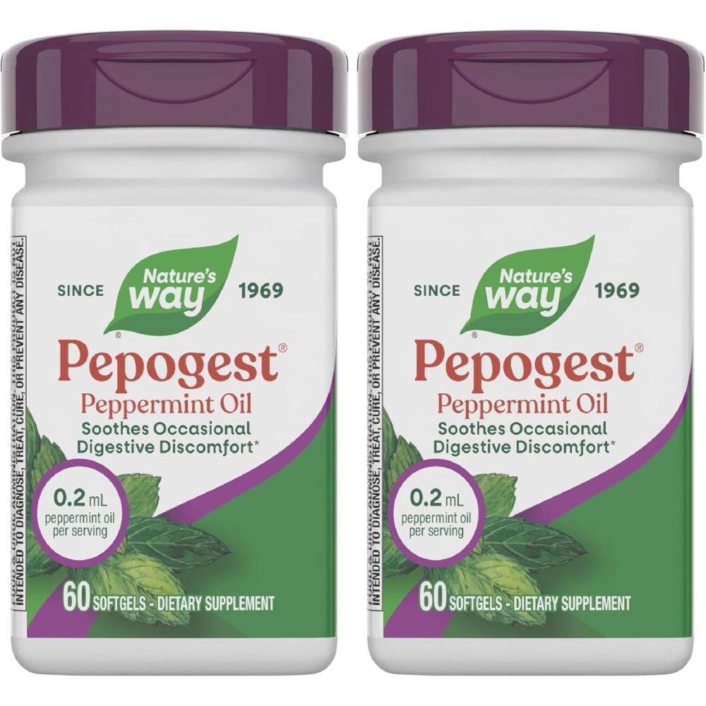 image:imageNatures Way Pepogest Peppermint Oil Soothes Occasional Gastrointestinal Discomfort Enteric Coated Peppermint Oil Softgels 60 Softgels Packaging May Vary60 Count Pack of 2