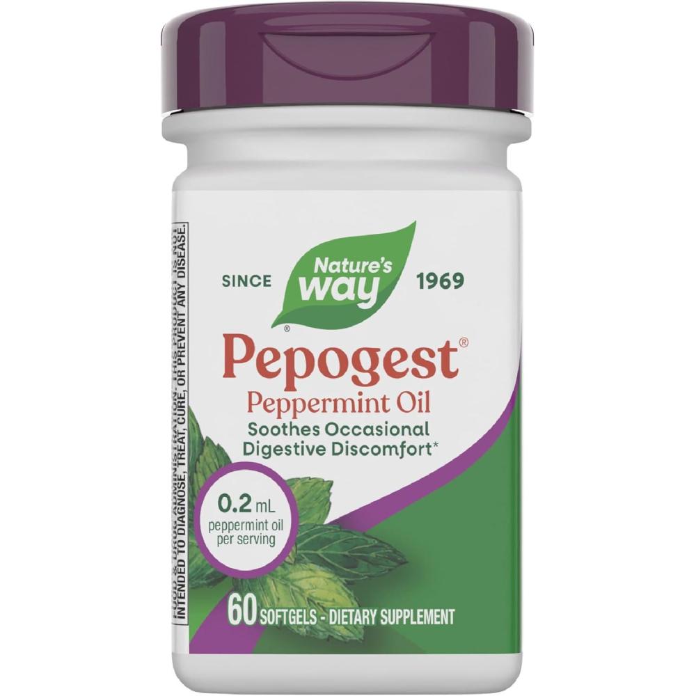 image:imageNatures Way Pepogest Peppermint Oil Soothes Occasional Gastrointestinal Discomfort Enteric Coated Peppermint Oil Softgels 60 Softgels Packaging May Vary60 Count Pack of 1
