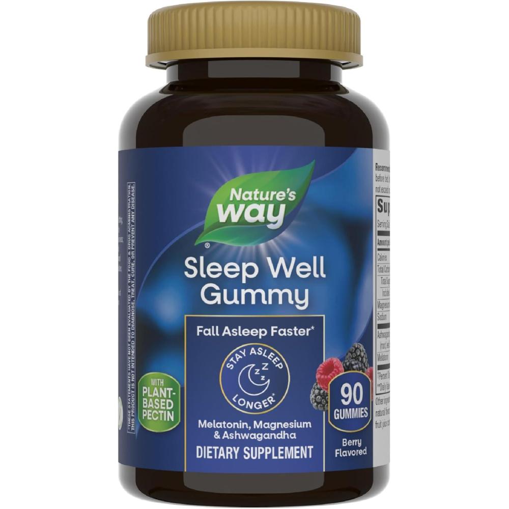 image:imageNatures Way Sleep Well Melatonin and Magnesium Gummies Sleep Support for Adults with Ashwagandha Berry Flavored 90 Gummies90 Count Pack of 1