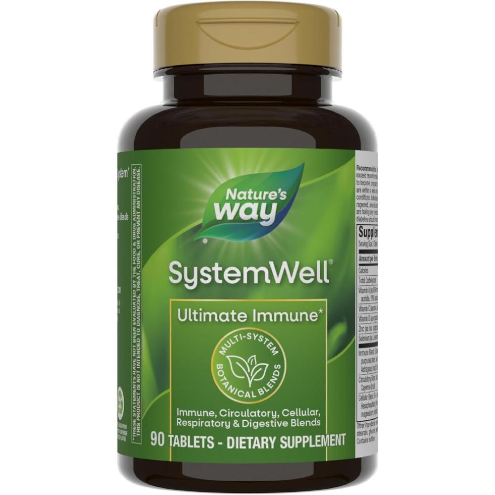 image:imageNatures Way Systemwell Ultimate Immune with Vitamins C A D Zinc amp Selenium MultiSystem Botanical Blends Including Immune Respiratory Digestive amp Circulatory 180 Tablets Packaging May Vary90 Count Pack of 1