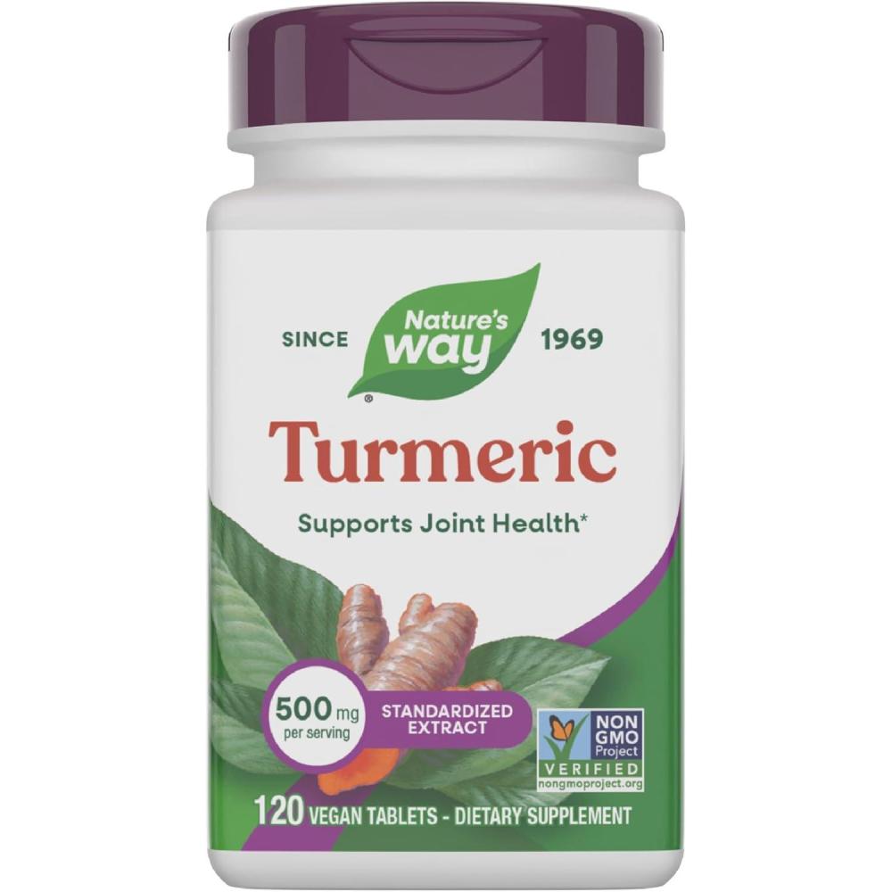 image:imageNatures Way Turmeric Premium Extract Supports Joint Health NonGMO Project Verified 500 mg per Serving Joint Supplement Turmeric Tablets Gluten Free 120 Tablets120 Count Pack of 1