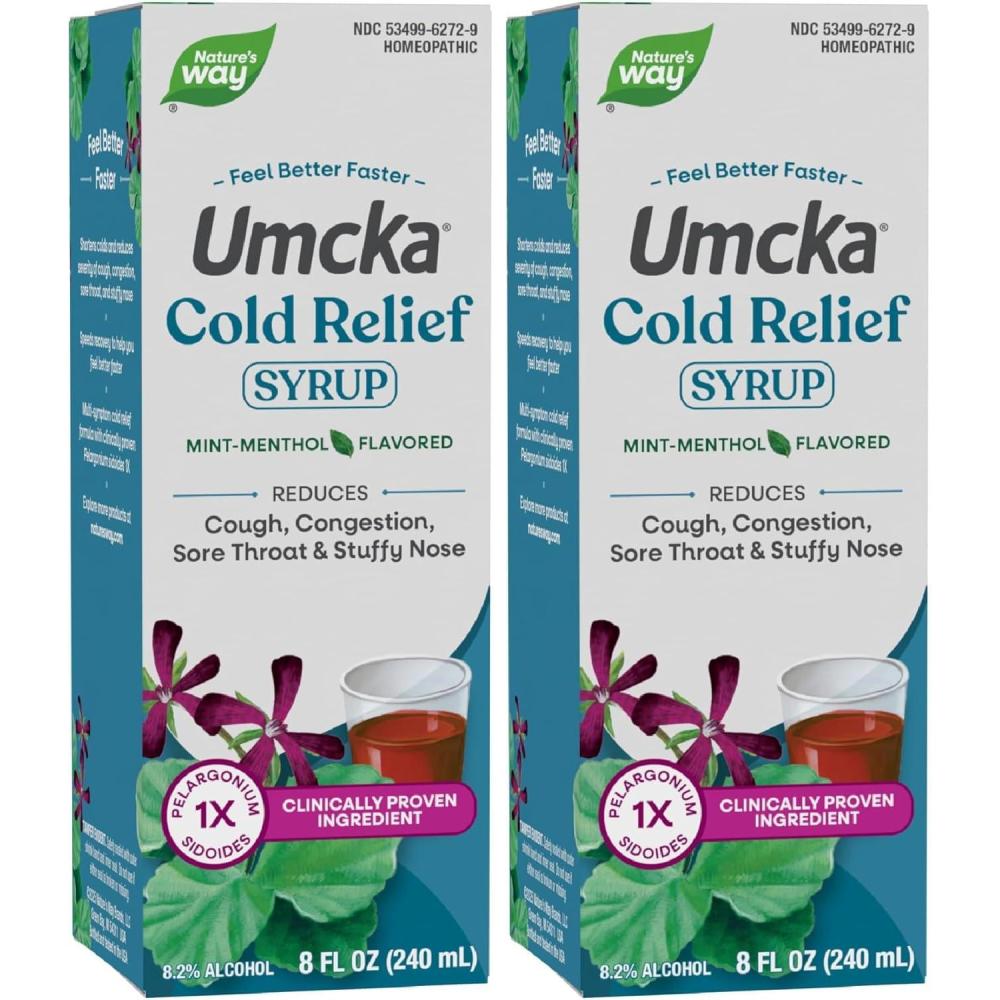 image:imageNatures Way Umcka Cold Relief Syrup Umcka Homeopathic Shortens Duration and Reduces Severity Cough Congestion Sore Throat Stuffy Nose MintMenthol Flavored 4 Fl Oz Packaging May Vary8 Ounce Pack of 2