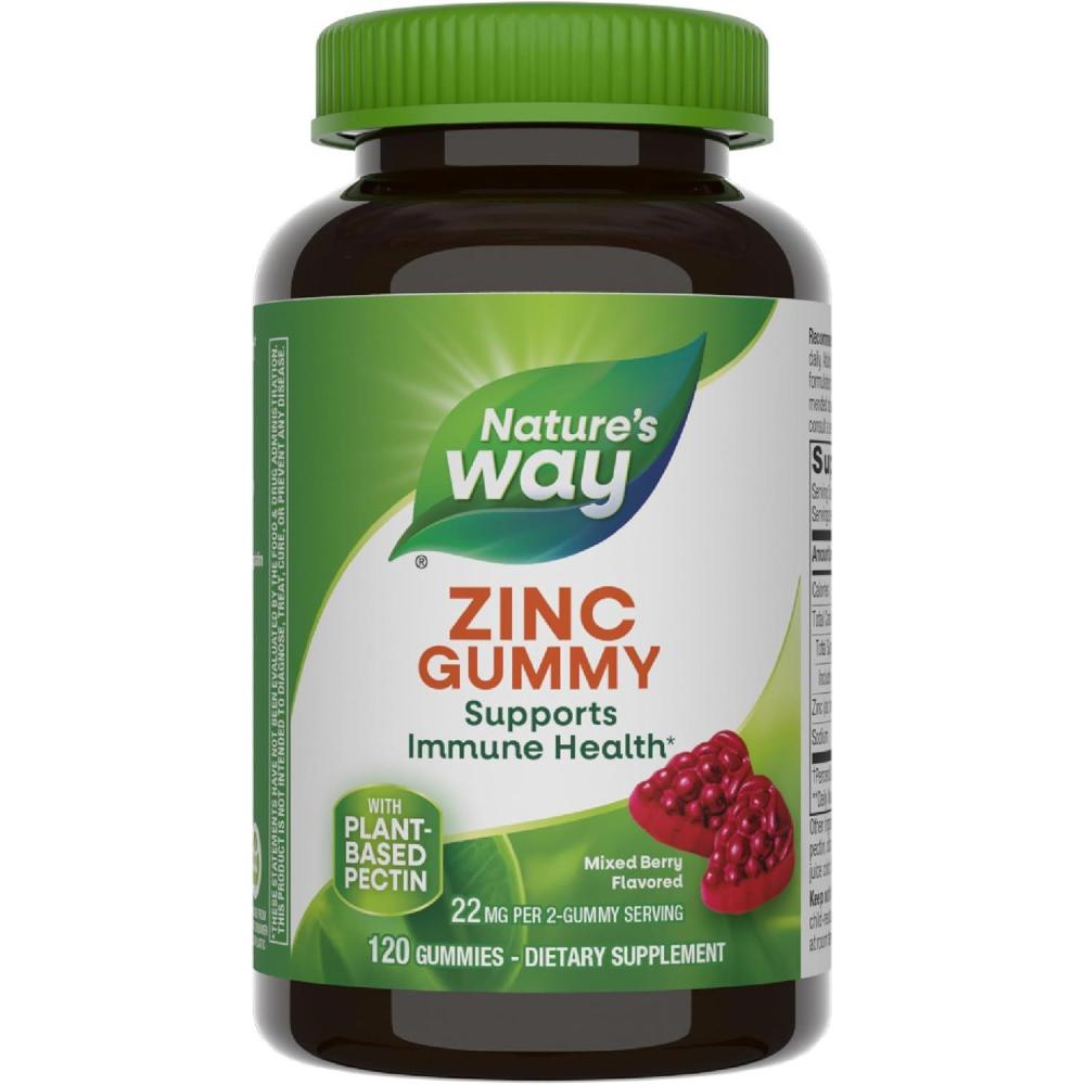 image:imageNatures Way Zinc Gummies Adult amp Kids 9 Immune Support Gummies 100 Daily Value per Serving Mixed Berry Flavor 120 Chews120 Count Pack of 1