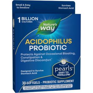 Nature’s Way Acidophilus Probiotic Pearls, Supports Digestive Balance & Gut Health, Reduce Occasional Constipation and Bloating*, 1 Billion Cultures, 30 Softgels(30 Count (Pack of 1))