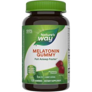 Nature’s Way Adult Melatonin Gummies, Supports Restful Sleep*, Fall Asleep Faster*, Strawberry Flavored, 5 mg Melatonin Gummies per 2-Gummy Serving, 120 Count (Set of 2)(120 Count (Pack of 1))