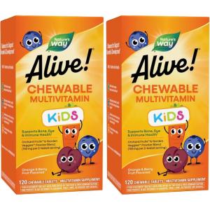 Nature’s Way Alive! Children’s Daily Chewable Multivitamin Supports Bone, Eye, Immune Health*, Orange and Berry Fruit Flavored, Gluten Free, 120 Tablets(120 Count (Pack of 2))