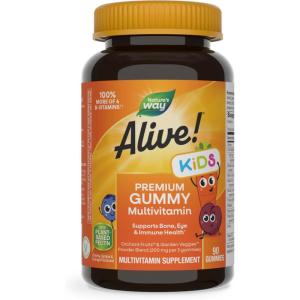 Nature’s Way Alive! Children’s Premium Gummy Multivitamin, Gluten Free, Made with Pectin, 90 Gummies