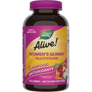 Nature’s Way Alive! Women’s Daily Gummy Multivitamins, 16 Vitamins & Minerals, Energy Metabolism*, Hair Skin & Nails*, Vegetarian, Mixed Berry Flavored, 130 Gummies (Packaging May Vary)(130 Count (Pack of 1))