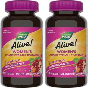Nature’s Way Alive! Women’s Energy Multivitamin Tablets, Supports Cellular Energy*, Fruit and Veggie Powder Blend (100mg per Serving), 50 Tablets(130 Count (Pack of 2))